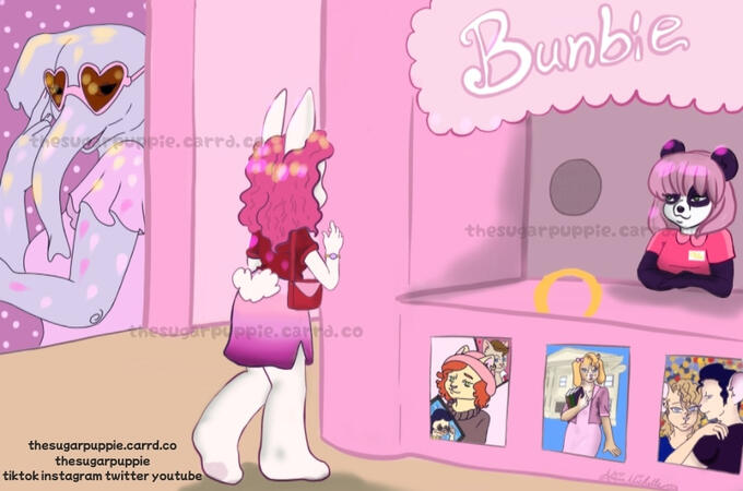 Original character furry piece Inspired by Barbie Movie and 80s Brat Pack